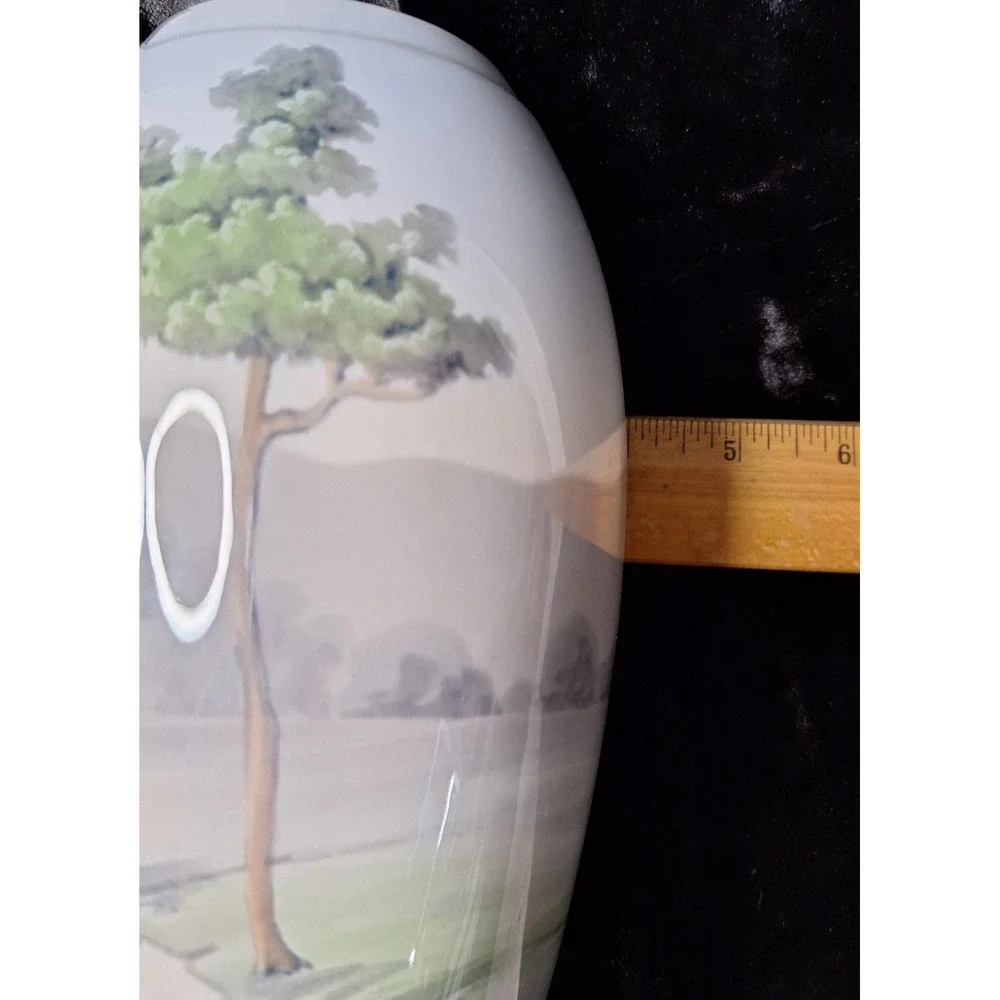 Bing‎ & Grondahl B&G Denmark Landscape Porcelain Vase 8692-251 Pine Trees 7.25